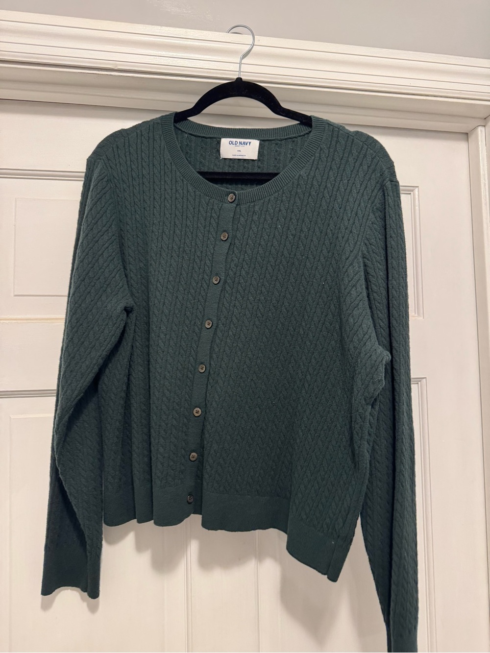Old Navy Dark Green Cable-Knit Button Cardigan